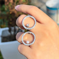 Adjustable Chic Elegant Design Cubic Zirconia CZ Stone Setting Big Circle Triangle Round Pearl Wedding Rings for Women Gift MegaBDM