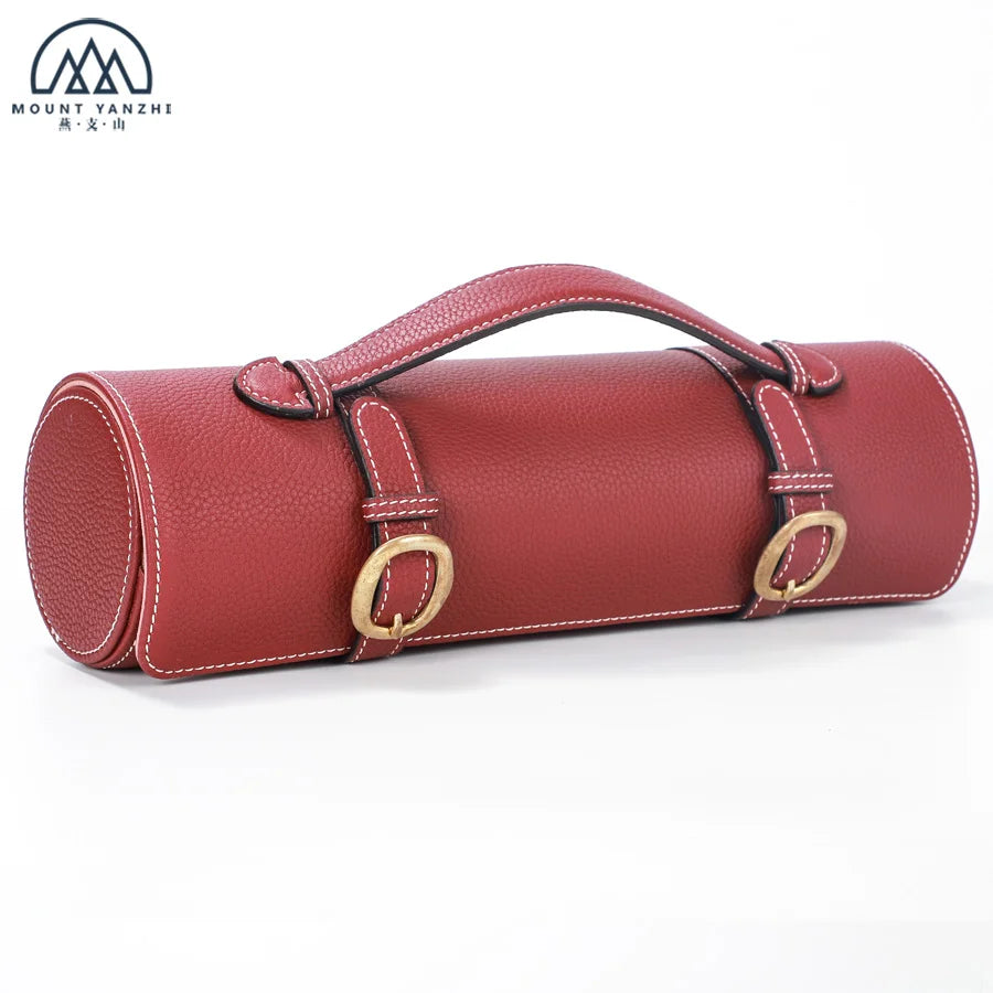 Custom Logo Handmade Genuine Leather Thread Wine Gift Bags Wine Bottles Portable High Quality Unisex Carrying Glass Storage Case