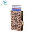 Factory Custom PU Leather RFID Blocking Push Button Pop up Minimalist Credit Card Holder Wallet for Lady