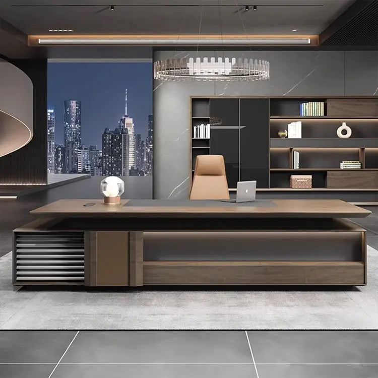 Liyu Luxury Contemporary Executive Office Desk-Wooden Material Extendable & Modular Design