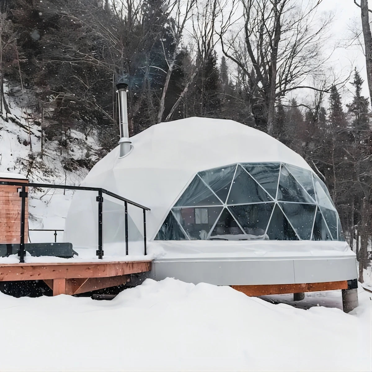 Modern Luxury Outdoor Igloo House Glamping Canvas Geodesic Dome Tent with Bathroom for Resort