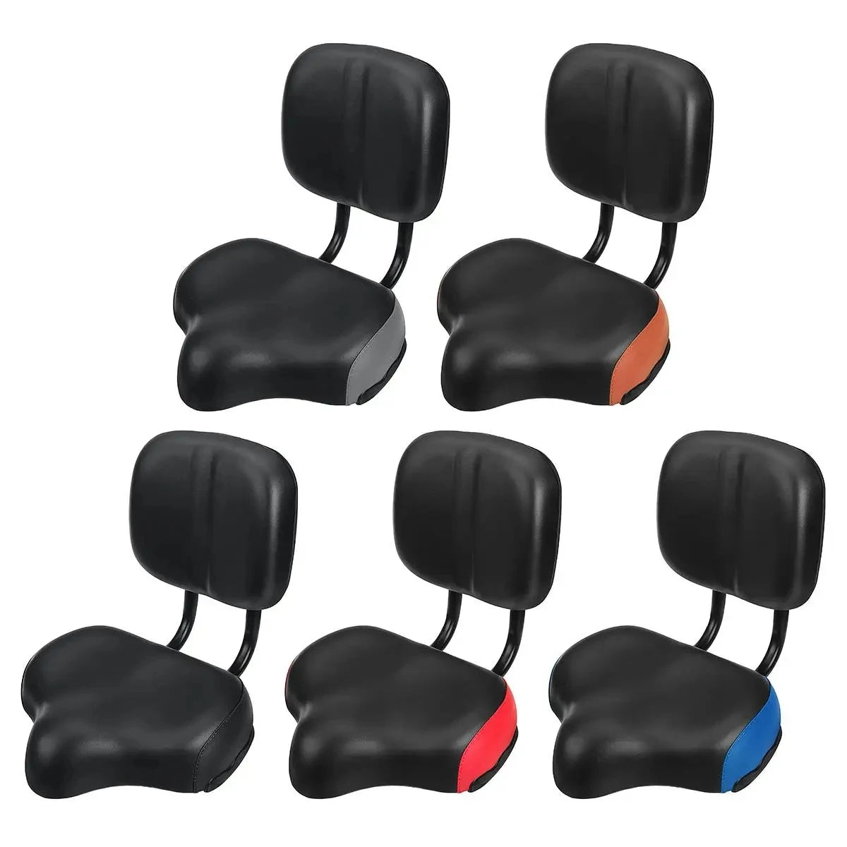 Universal Large Bicycle Saddle with Massage Function Wider and Thicker Backrest Parts Made of Artificial Leather