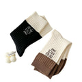 Wholesale New Women's Color-blocking Embroidery Double-needle Pile Socks Japanese Milk Coffee Letter Me Socks