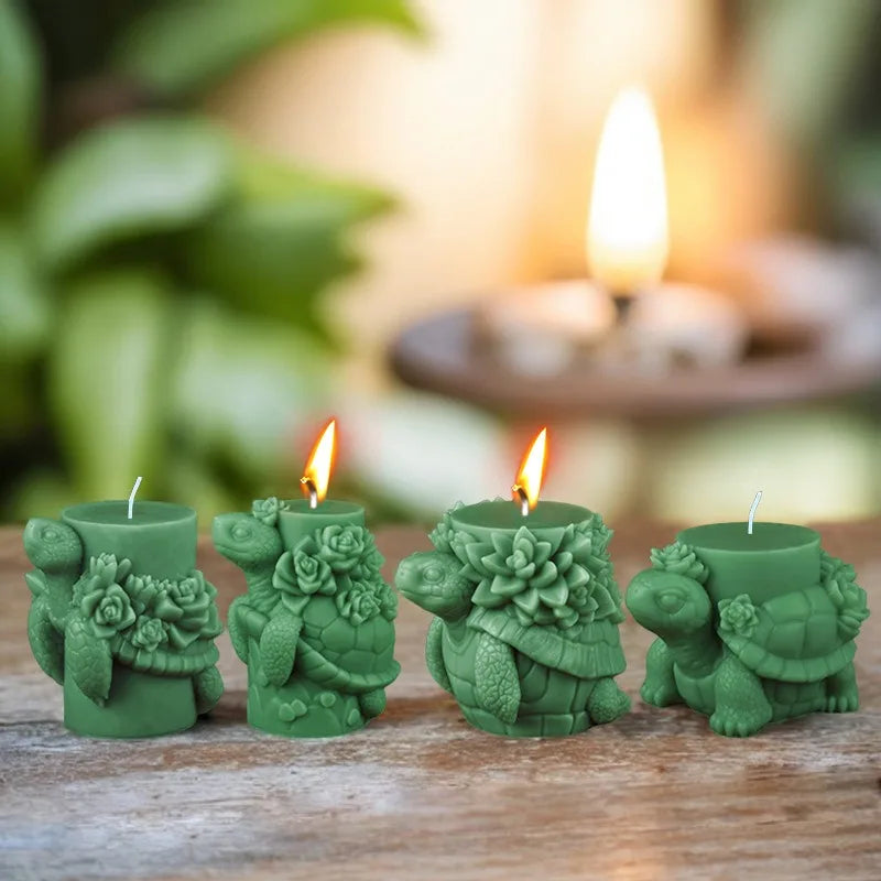 Turtle Aroma Candle Silicone Mold DIY Succulent Turtle Cylinder Diffuser Stone Decoration Silicone Mold