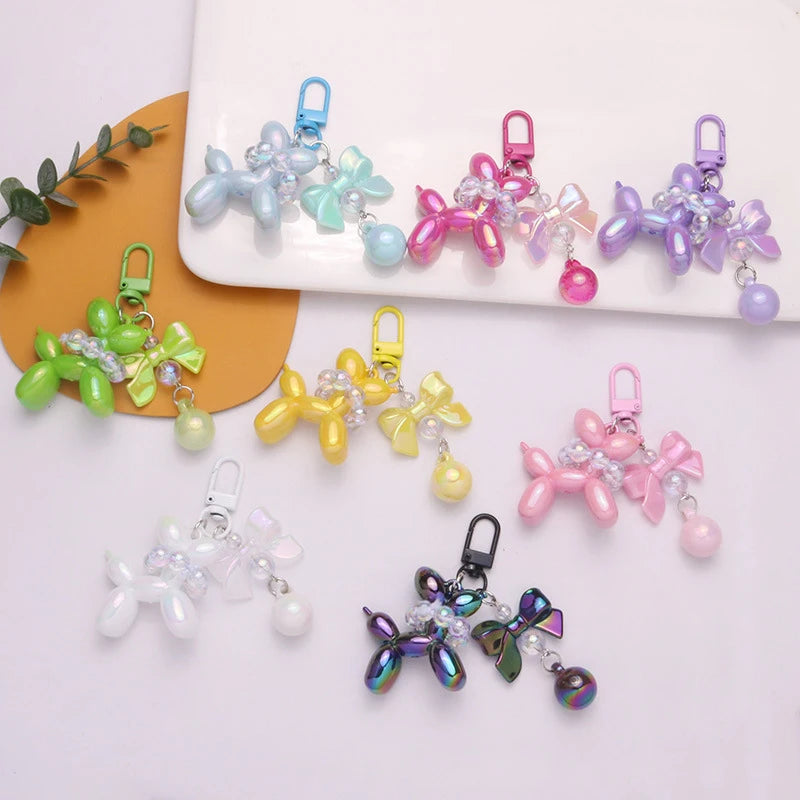 Fashion Female Gift Women Girls 3D Mini Balloon Dog Keychain for Bag Key