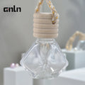 Glass Car Essential Oil Wooden Screw Cap Hanging Empty Perfume Car Diffuser Bottle