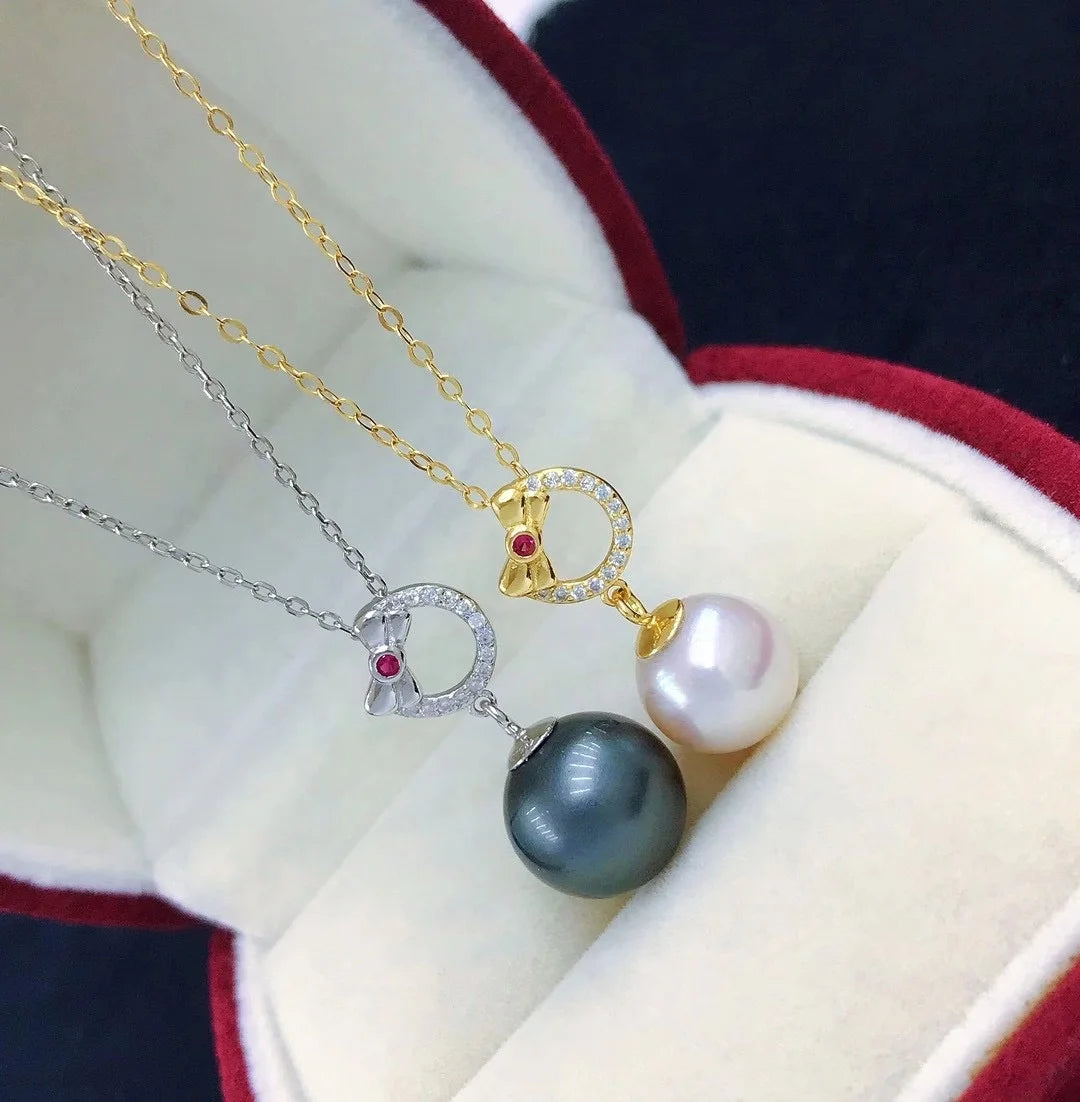 P1442 10-11mm DIY Natural  Freshwater Pearl Charm Pendant Necklace Accessory 925 Sterling Silver Jewelry for Women Without Chain