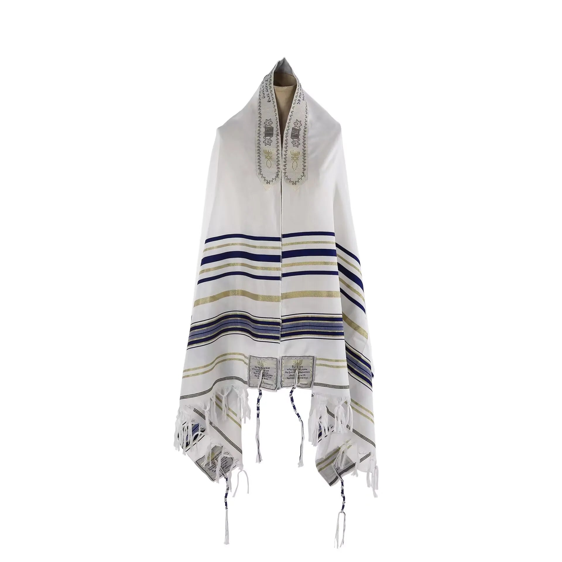 Large Messianic Jewish Christian Prayer Shawl Tallit Reversible Polyester Long Scarf for Party Use