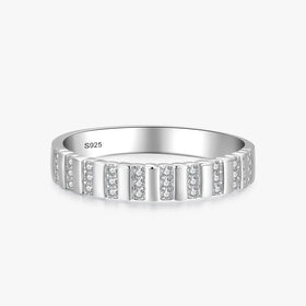 Ailmay Top Quality Real 925 Sterling Silver Trendy Charm Dazzling Clear CZ Geometry Finger Ring for Women Elegant Jewelry Gift