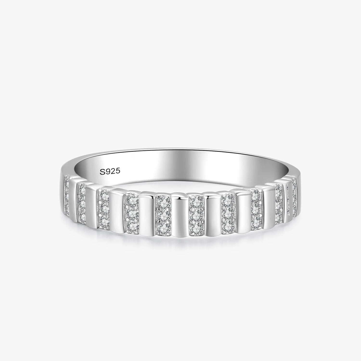 Ailmay Top Quality Real 925 Sterling Silver Trendy Charm Dazzling Clear CZ Geometry Finger Ring for Women Elegant Jewelry Gift