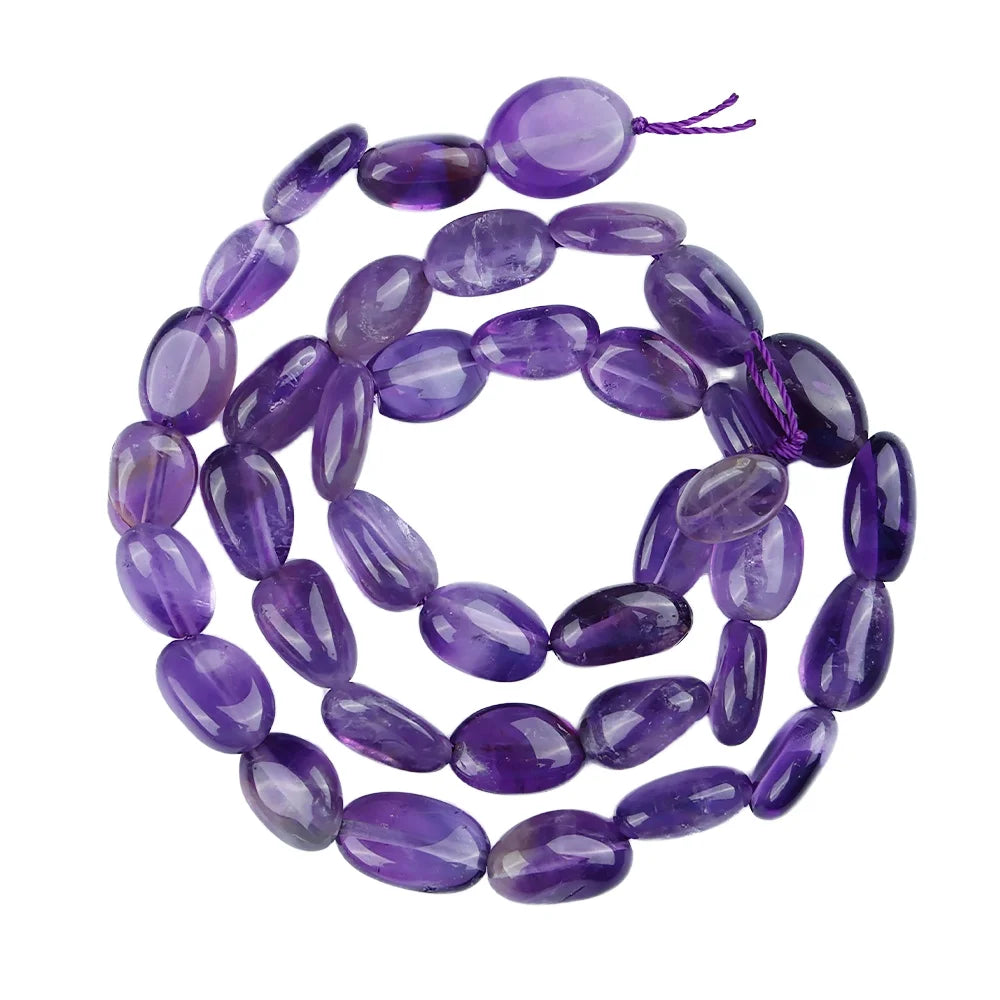 Wholesale Natural Amethyst 7-8*10-12mm Pebbles Beads for Jewelry Making Crystal Lapis Tourmaline Moonstone Gem Stone Beads