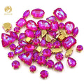 Wholesale 3D Rose Red AB Mocha Color Mixed Shape Flatback 9 Facets Sewn-On Loose Glass Rhinestones for Clothing