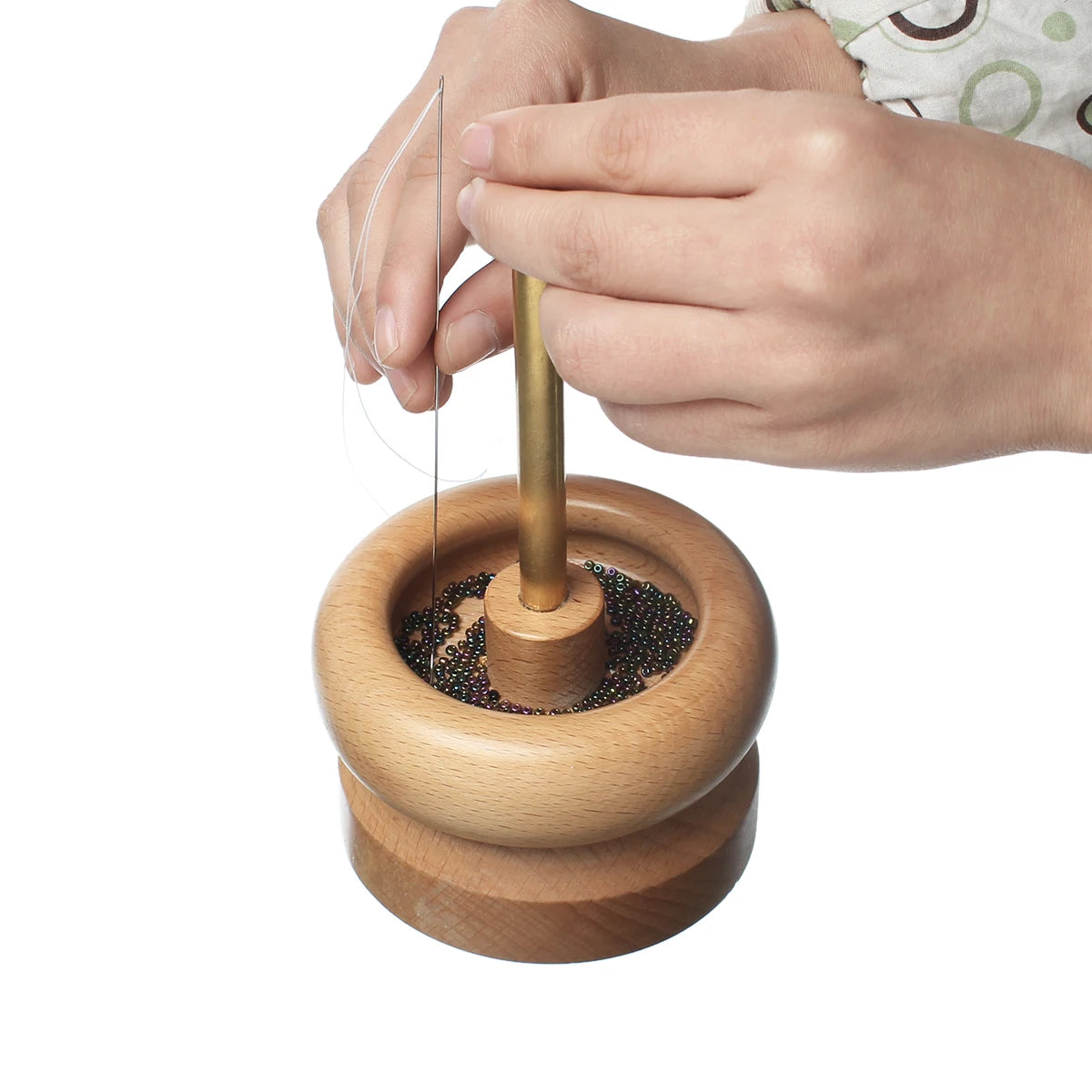Wooden Manual Bead Spinner for DIY Jewelry Making  Tools