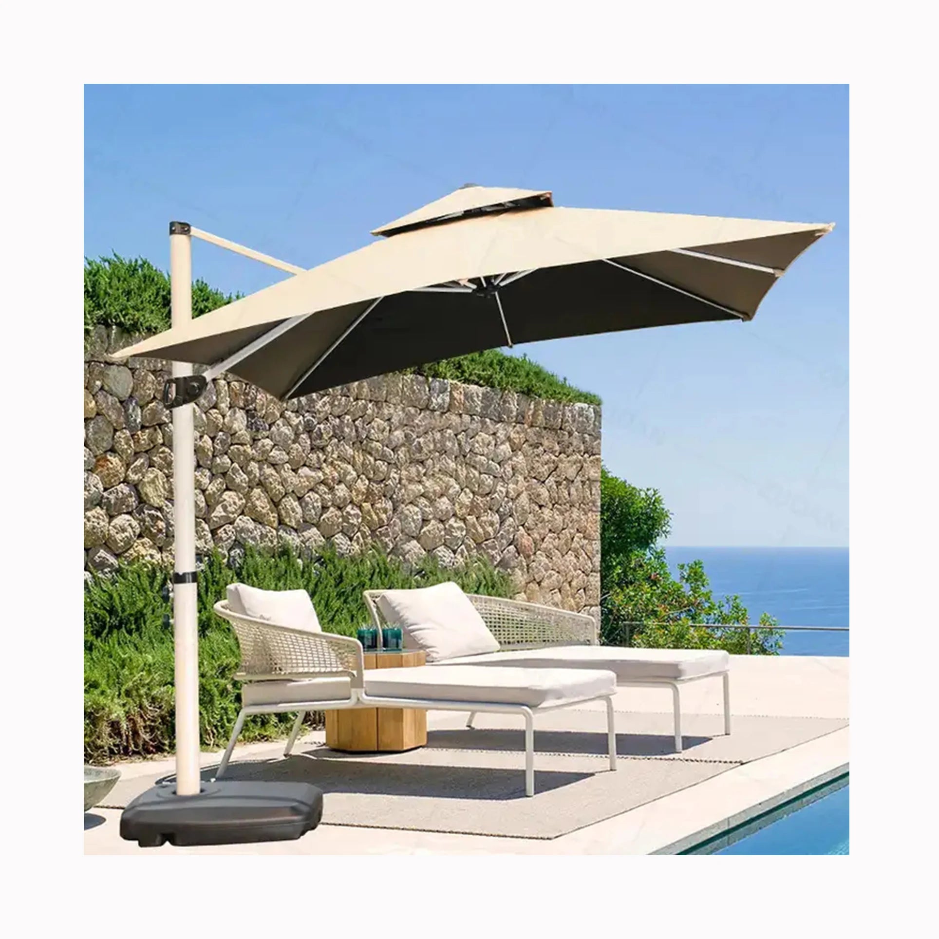 ZUOAN Cheap Price Outdoor Sunshade Black Fabric Inside Umbrella Waterproof Side Pole 2.2m Patio Umbrella