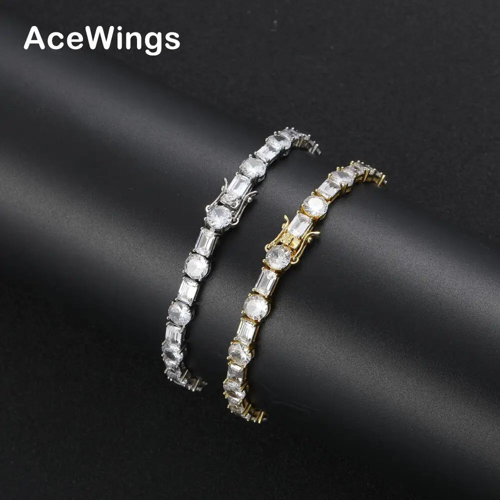 BB214  6mm 7inch 8inch  Brass Zircon Tennis Chain Bracelet Hip Hop Jewelry CZ Bracelet
