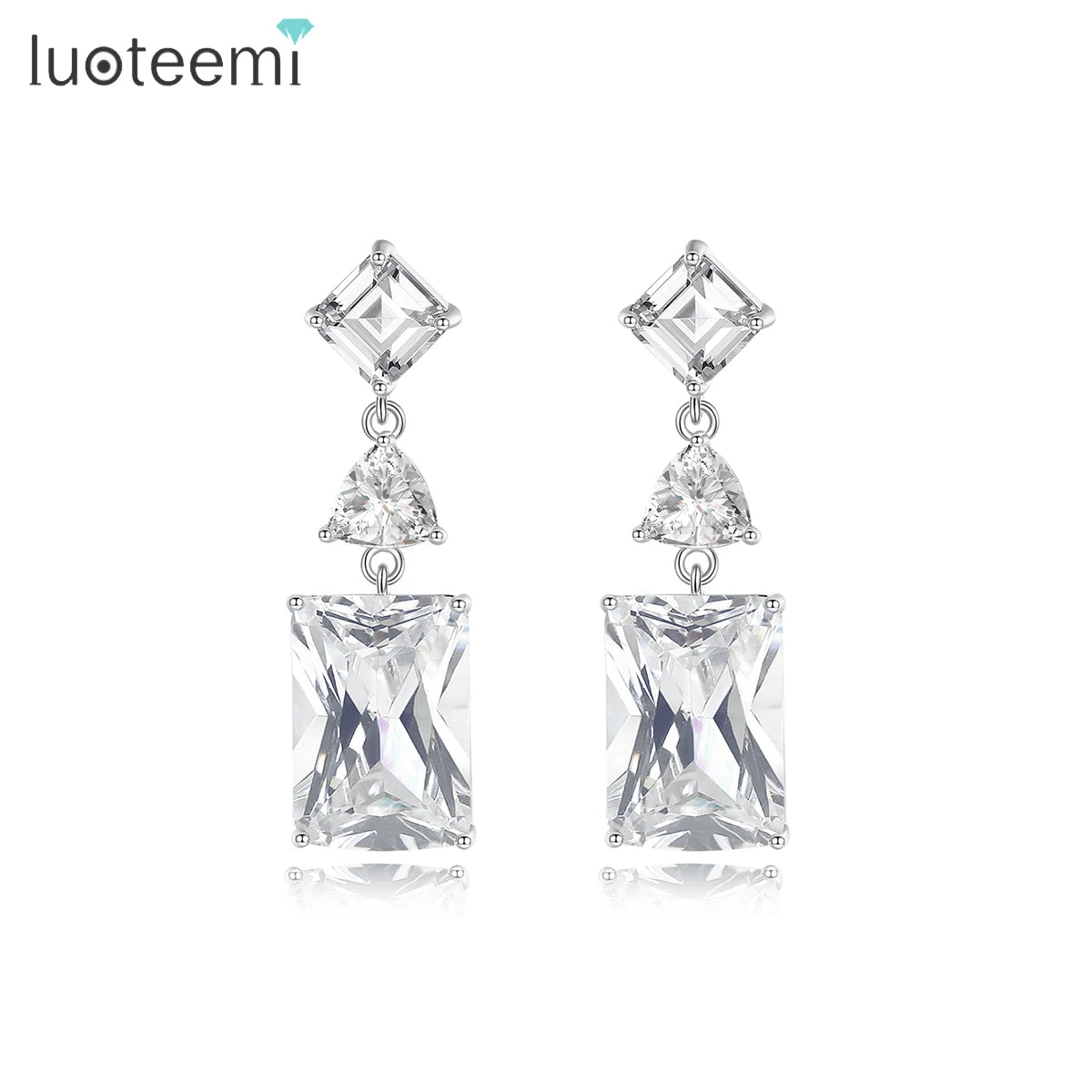 LUOTEEMI Fashion Jewelry Zircon Wedding Earing Bridal Elegant Statement Zirconia Luxury Earring Woman