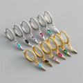 Fashion 925 Sterling Silver 18k Gold Plated Cone-shaped Pendant Colored Zircons Hoop Earrings