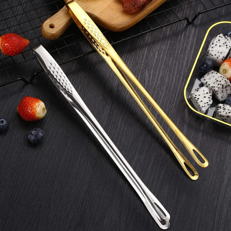 Food Tongs Food Grade Cooking Sugar Ice Tong Gold Barbecue Clip with Stainless Steel