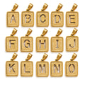 Fashion Jewelry Pendants Charms Initial Letter Rectangle Necklace Pendant Gold Plated Hollow Letters Charm