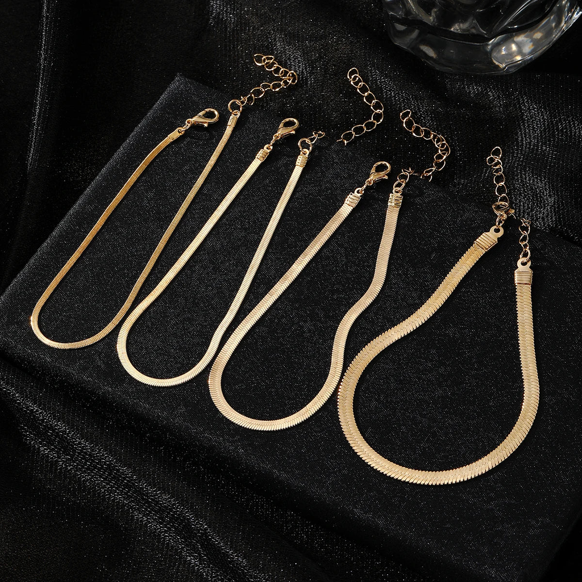 4Pcs/Set Punk Style Gold Color Snake Bone Chain Set for Women Jewelry