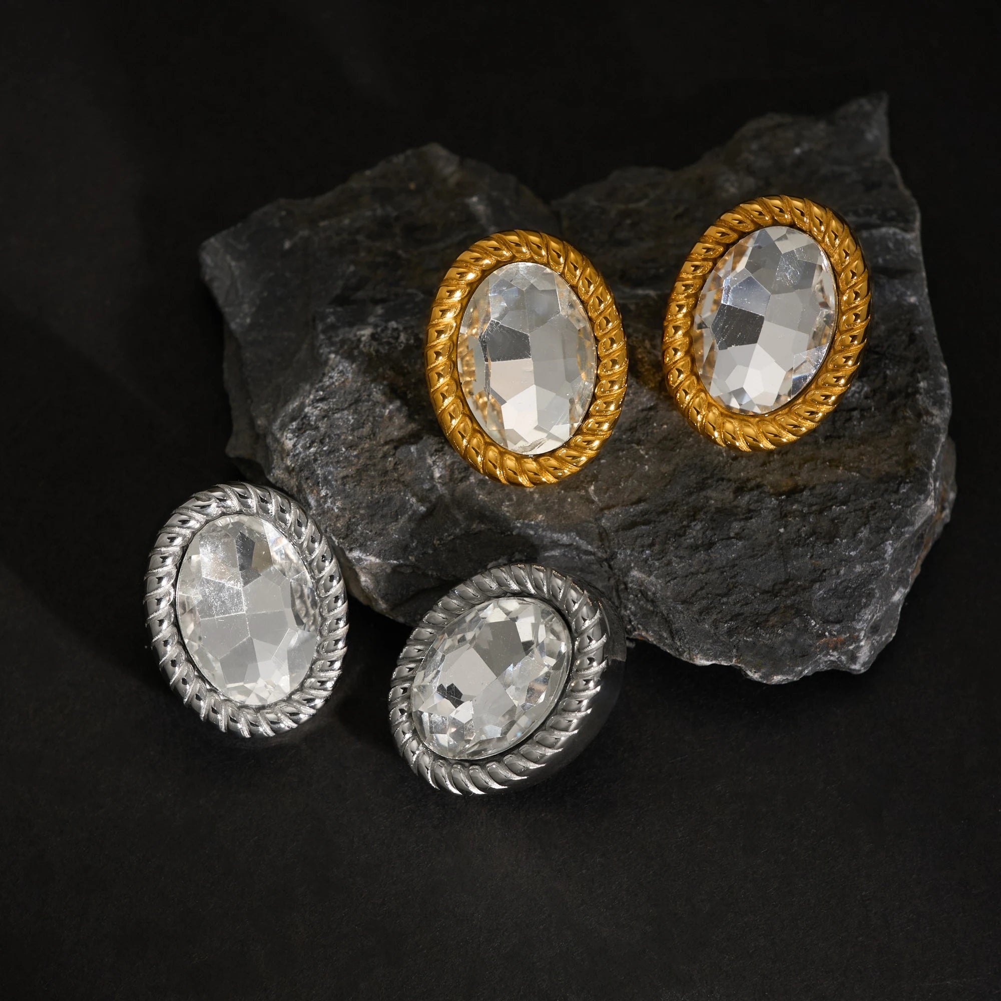 NEW BOHO PIGEON EGG ZIRCON OVAL EARRINGS Dazan Summer INS 18k Gold Plated Hypoallergenic Stainless Steel THEATER PROPS JEWELRY