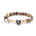 Newest Fashion Mens Natural Stone Stainless Steel Stone Bead Bracelets Rosary Bracelet