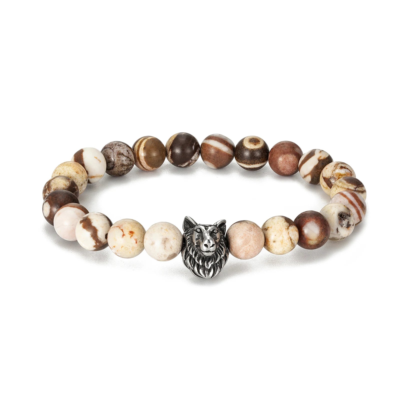 Newest Fashion Mens Natural Stone Stainless Steel Stone Bead Bracelets Rosary Bracelet