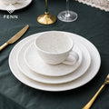 FENN Elegant Afternoon Tea Set Dessert Plate Cup Saucer 4Pcs Dinnerware Dining Set White Porcelain Dinner Set