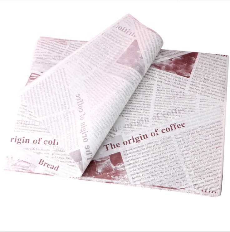 Personalized logo Printing Handmade Food Paper Sheet Wax Bread Wrapping Paper