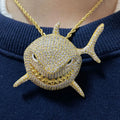 Custom Hip Hop 6IX9INE Jewellery Cubic Zircon Iced Out Diamond Large Shark Whale Necklace Pendant Jewelry Shark Necklace