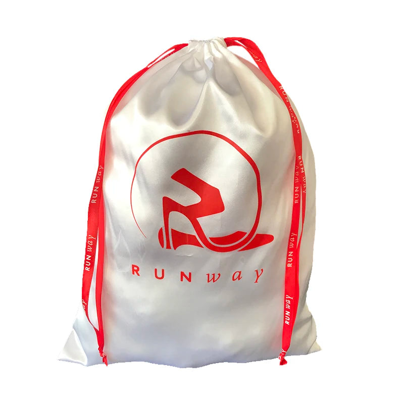 Custom Logo Customizable Size Large White Satin Recyclable Eco-Friendly Screen Printed Drawstring Shoes Dust Bags Packaging