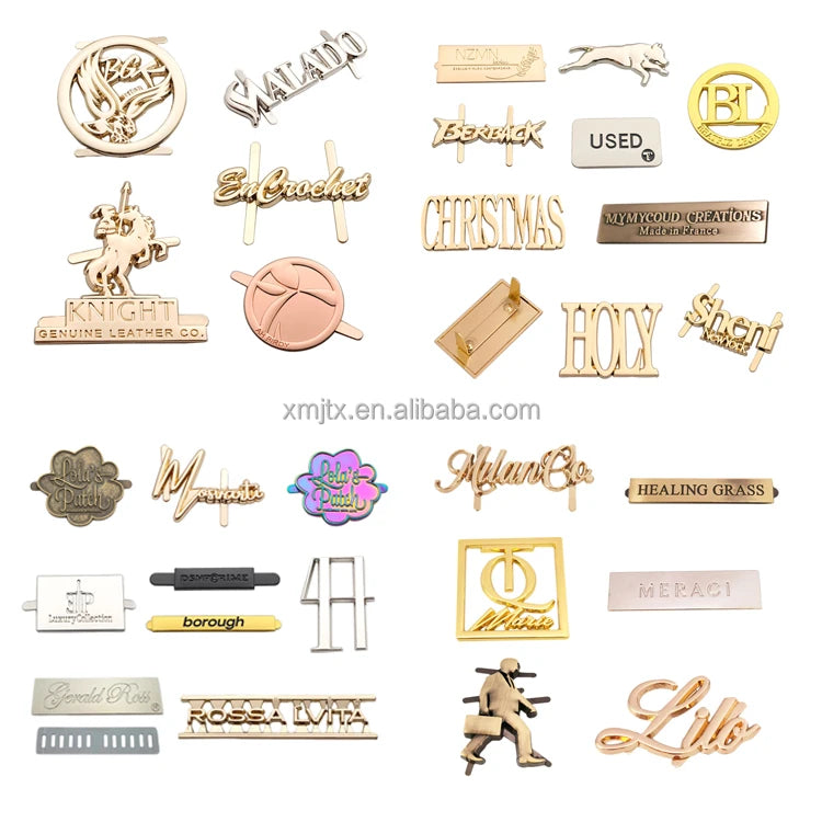 Custom Bag Accessories Metal Logo Label Embossed Handbag Logo Metal Plate Engraved Metal Custom Logo Tag for Bags Purses