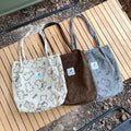Fashion Shoulder Corduroy Canvas Tote Bag for Women Girl Travel Corduroy Shopping Grocery Bags With Inner Pocket for Work Beach