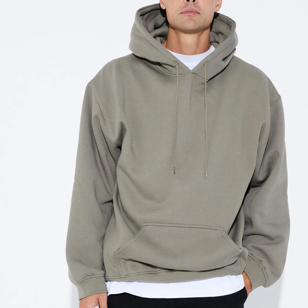 Men's Heavyweight 100% Cotton Oversize Pullover Hoodie with Drop Shoulder Pockets Custom Logo Hooded Collar for Autumn Season
