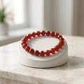 Unisex Wholesale 6mm Red Agate Gemstone Beads Bracelet Natural Handmade Stretch Bangles for Anniversaries