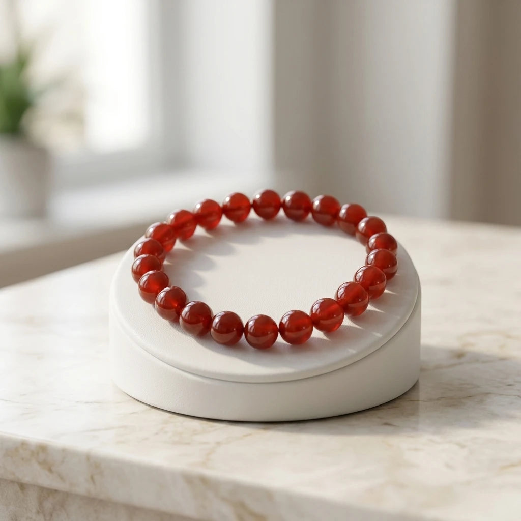 Unisex Wholesale 6mm Red Agate Gemstone Beads Bracelet Natural Handmade Stretch Bangles for Anniversaries