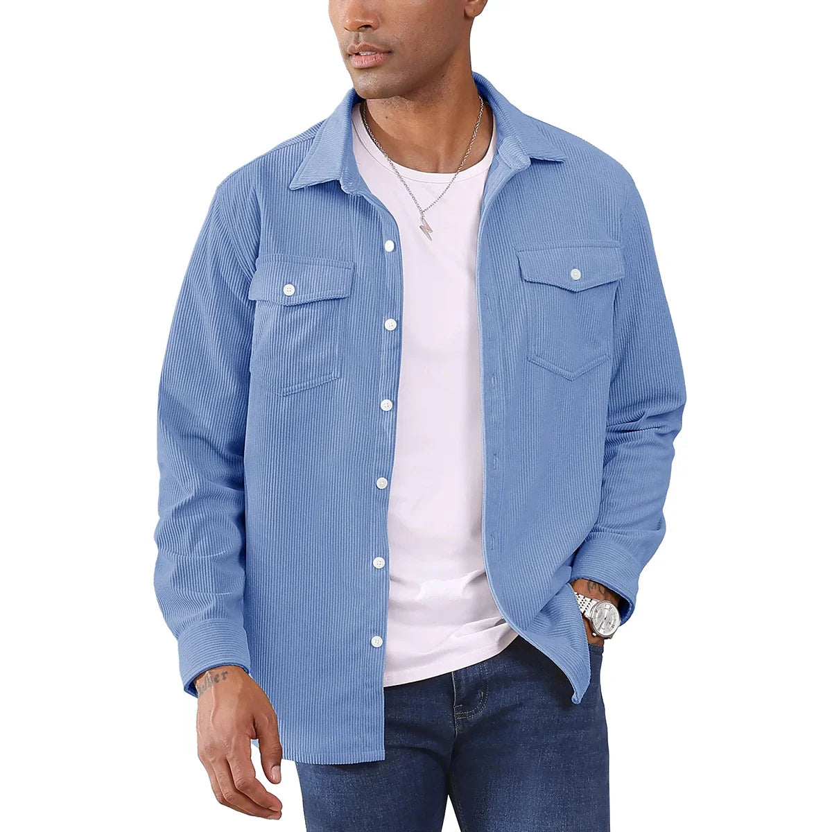 Custom Men's Shirt Long Sleeve Comfortable Polyester Casual Autumn With 2 Pocket Shirts for Mens