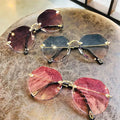 2021 Fashion Designer Famous Brands Ladies Women Custom Frameless Trimming Big Oversized Round Rimless Vintage Sunglasses