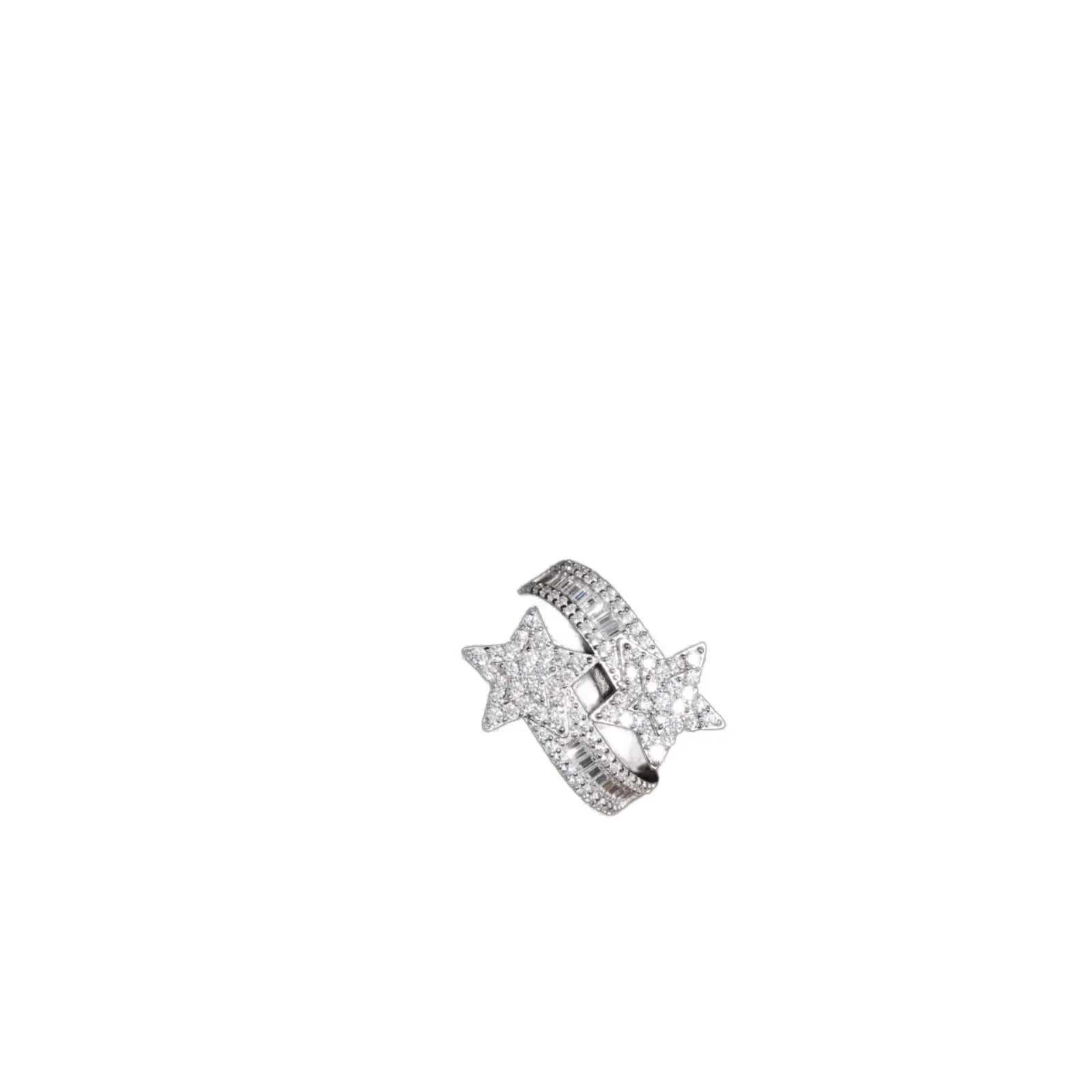 Designer Fine Jewelry Wholesale 925 Sterling Silver Woman Engagement Starsgem Promise Eternity  Double Moissanite Star Ring
