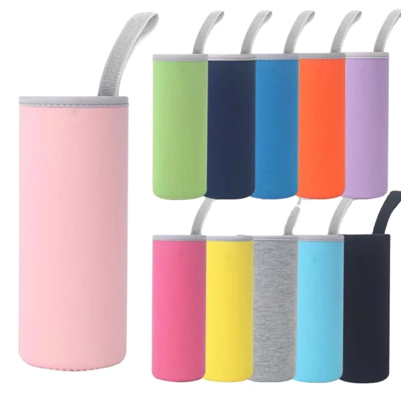 Portable Heat-resistant  Neoprene Material 3mm Thick with Handle Strap Water Bottle Holder  Glass Bottle Sleeves