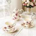 2026 New Arrived Luxury Eco-Friendly Turkish Tea Coffee Teapot with 2 Cup and Saucer Set Ceramic Porcelain Made in China