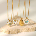 18K Gold Plated Devil's Eye Pendant Rope Chain Link Choker Zircon Necklace Hypoallergenic Stainless Steel Jewelry Gift for Women