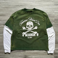 Custom 100% Cotton Oversized Men's Long Sleeve Streetwear Graphic Tee Vintage Acid Wash Double Layer French Terry Boxy Cropped