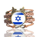 Manufacturer Israel Country Flag Leather Chain Bangles and Bracelets