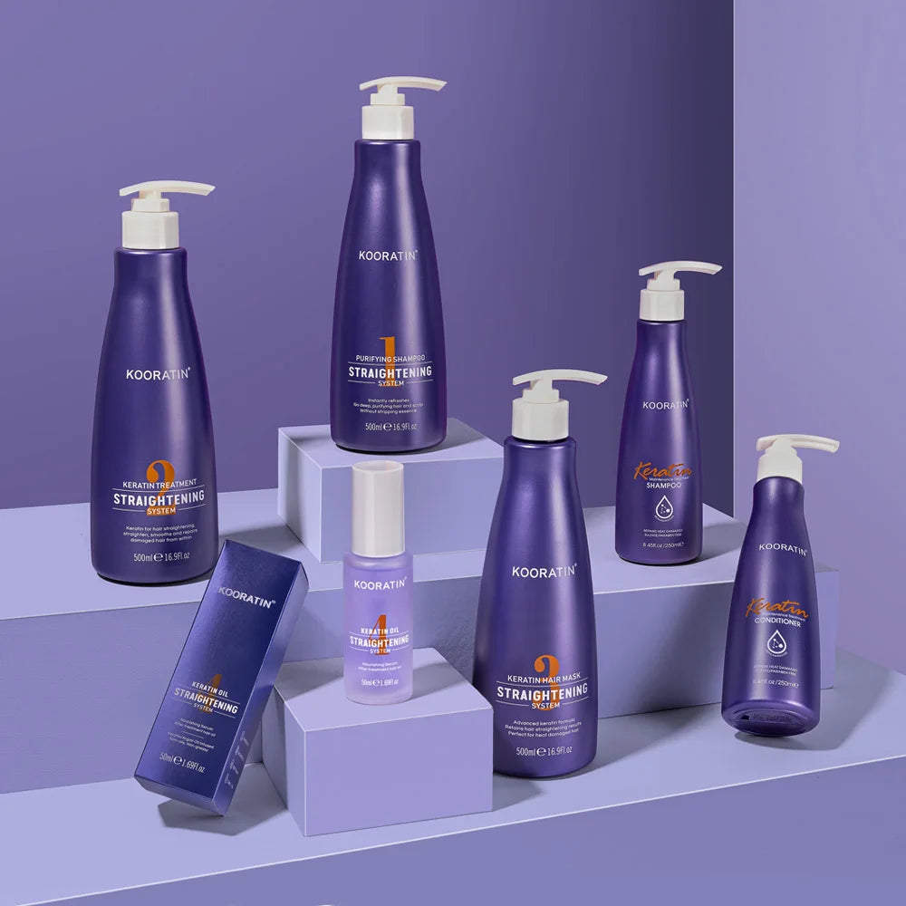 Kooratin Professional Keratin Shampoo Conditioner 250ml New Design Organic Gel Moisturizing Curly Hair Featuring Herbal