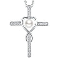 CAOSHI Custom Sliver Color Cross Pendant Jewelry Wholesale Micro Pave Zircon Heart Pearl Infinity Necklace Women Girls