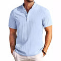 RNSHANGER Summer Trend Men's T Shirts Casual Retro Pullover Striped Henry Fashion Loose Men's T-shirt Street Hip Hop Tshirts