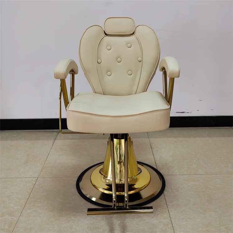 Kisen Barbershop Furniture Salon Set Sillas De Professional Salon Hairdressing Recliner Styling Barber Chair with Gold Base