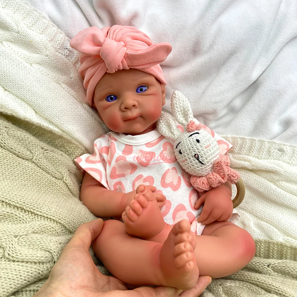 19 Inch Full Body Solid Silicone Reborn Doll for Kids Likelike Washable Floppy Open Eyes Rebirth Baby Blue Eyes Infant Xmas Gift