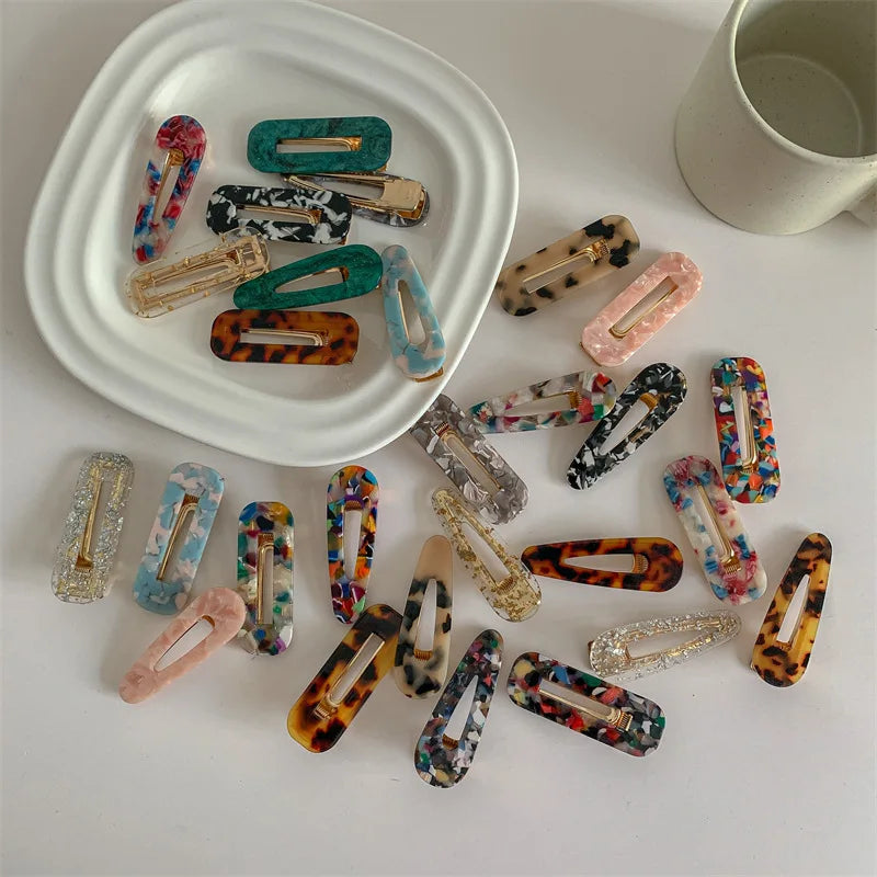 Fashion Acetate Sweet Hairpins Girls Flat Hair Clips Pin Barrette Accessories for Women Lady Hairclip Accesorios Para El Cabello
